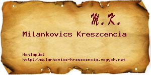Milankovics Kreszcencia névjegykártya